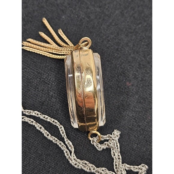 Endura Gold Tone Pendant Watch Vtg Pendant Clear Back Swiss Mechanical 1 Jewel - Picture 5 of 7